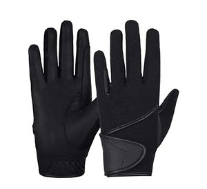 Gants d'équitation en tissu noir en cuir avec Logo personnalisé pour équitation, gants d'équitation de bonne qualité - Product Image 1