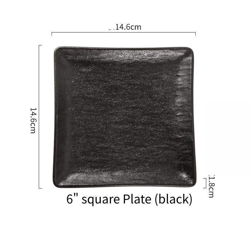 จานสี่เหลี่ยม 6 นิ้ว (สีดำ)