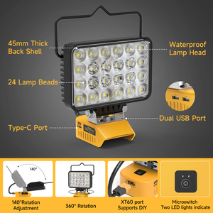 Lampada da Lavoro LED 72W 20V Compatibile con <span class=keywords><strong>Batteria</strong></span> Dewalt 20V 18V, 7200 Lumen - Product Image 3