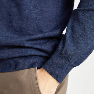 Polo de manga larga para hombre de talla grande de Diseño de Moda de gran venta hecho de 100% Polo de tela de punto de lana merino para hombre - Product Image 4