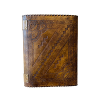 Carnet de notes en cuir gaufré traditionnel marron, couverture rigide ornée de pierres des sept chakras, fait main, personnalisé, thème amour, carnet de croquis et agenda