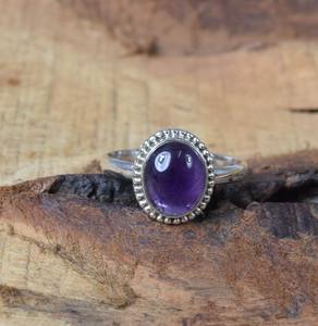 Mejor diseño hecho a mano clásico cabujón anillo 925 plata esterlina sólida amatista piedra preciosa corte ovalado elegante fiesta joyería de moda - Product Image 4