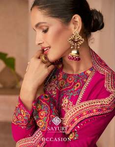 Dernier créateur Georgette Soie Broderie Séquence Travail Sharara Costume Vêtements indiens et pakistanais - Product Image 5