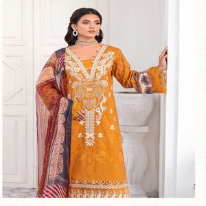 RAMSHA Luxury Lawn Collection Unstitched Pakistan <b>Indian</b> Shalwar Kameez Suits Heavy Embroidery Cotton <b>Fabric</b> Women Loose Fit - Product Image 4