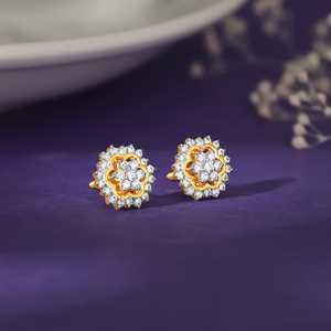 Pendientes de diamantes elegantes con tachuelas doradas de primavera - Product Image 4