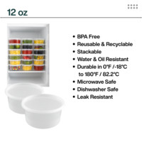 ProTakeOut [13 Oz] Contenants alimentaires robustes en PP avec couvercles, 50 ensembles, compatibles micro-ondes et congélateur, durables, anti-fuites, 4.63x2.17 8/7 TI/HI