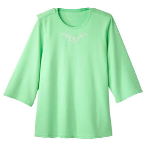 Vêtements adaptés pour les femmes handicapées Robe de récupération post-chirurgie Chemise avec épaule et accès latéral Chemo Port Shirts - Product Image 1