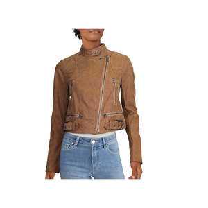 Free People Women's Fenix Moto <b>Jacket</b> Extra Small Brown <b>Suede</b> with Stand Collar and Fringed Decoration Autumn Outerwear Style - Product Image 1