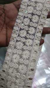 เครื่องริบบิ้นและผ้าลูกไม้ปักแบบกำหนดเอง,ในดีไซน์และสีต่างๆสำหรับชุดแต่งงานในการออกแบบและขนาดต่างๆ - Product Image 4