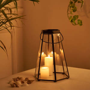 Porte-bougie, lanternes et pots à bougies en verre, hurricane en métal, décoration d'intérieur, fer, Noël, nordique, 1 couleur, porte-bougie votif, N/A - Product Image 6