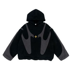 Sweat à capuche oversize en coton 100% lavé à l'acide 340 GSM, molleton épais, impression numérique, motif uni, pour homme - Product Image 2