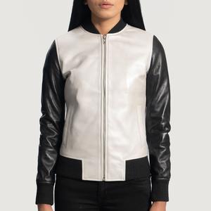 2025 veste en cuir à capuche pour femmes décontracté coupe ajustée Streetwear avec capuche tricotée amovible en cuir véritable - Product Image 4