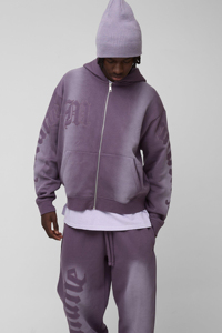 Wholesale Men's Oversize Boxy Homme Applique <b>Spray</b> Wash Zip Through Tracksuit Breathable Drop Shoulder Tracksuits OEM - Product Image 6