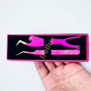 Wholesale Custom <b>Pink</b> Gold Eyelash Extension Tweezers Stainless Steel Lash Tweezers Regular Type <b>Hot</b> Sale Lash Tools - Product Image 3