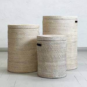 Poubelles en rotin naturel, vente en gros, poubelles tissées à la main, paniers à couvercle, contenants, excellent prix - Product Image 5