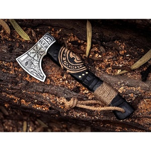 มีดทอมฮอว์กเหล็ก D2 ขนาด 19.5 นิ้ว ยี่ห้อ Jexmoo ด้ามไม้โรสวูด พร้อมปลอกหนัง ของขวัญสำหรับกิจกรรมกลางแจ้ง ทำมือ ระดับอุตสาหกรรม สำหรับคุณพ่อ - Product Image 2