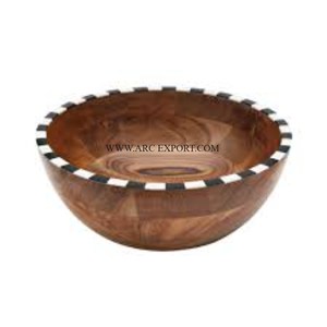 Bol de cuisine en bois de teck Décoration de table de forme ronde Bol de service moderne nouveau style à prix compétitif - Product Image 6