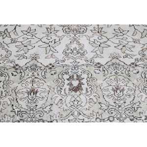 Vintage Turkish Accent Rug 2.7x6.5 ft, White <b>Brown</b> Animal Print <b>Wool</b> Rug - Product Image 5