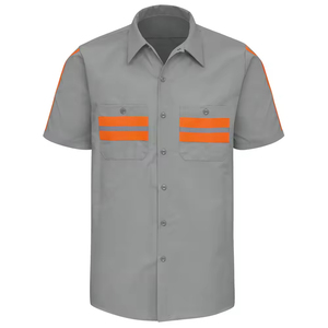 Haute visibilité personnalisé sécurité à manches courtes travail robe chemise sécurité réfléchissant hommes chemises haute visibilité réfléchissant Construction chemises - Product Image 2