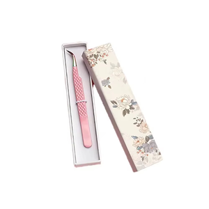 Pinzas para pestañas de grado quirúrgico, Punta puntiaguda, pinzas para pestañas de acero inoxidable alemán recubiertas de rosa para herramientas de salón de belleza - Product Image 1
