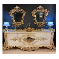 Table console de salle à manger en teck sculpté à la main, style moderne, taille et couleur personnalisables, vente en gros