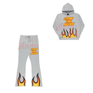 ชุดวอร์มกางเกงวอร์มทรงหลวมสำหรับผู้ชายชุดวอร์มมีฮู้ดแบบสวมหัวพร้อมสกรีนลายโลโก้กางเกงทรงบานชุดวอร์มสำหรับฤดูหนาว - Product Image 4