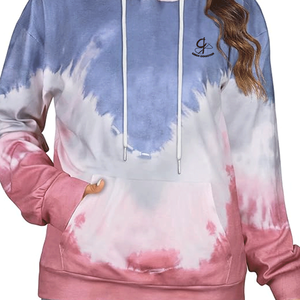 Sudadera con capucha informal Tie Dye para mujer, 100% algodón, lona, forro de cuerda suave y duradero, longitud larga, temporada de invierno, talla XS - Product Image 1