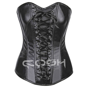 Cosh International OEM <b>Shapewear</b> Waist Trainer Black Faux Leather Gothic Corset Front <b>Lace</b>-Up Overbust Design Breathable - Product Image 1