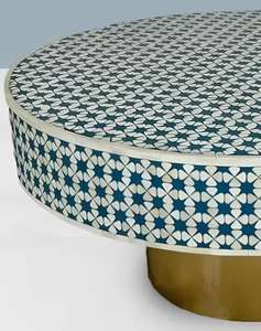 Table basse traditionnelle en os incrusté, faite à la main, motif floral, en bois, pour la décoration intérieure, très demandée, disponible pour la livraison mondiale - Product Image 3