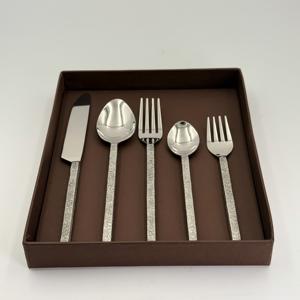 Vaisselle de haute qualité, manche rond martelé, acier inoxydable 202, ensemble de couverts personnalisés pour la table à manger et la maison - Product Image 2