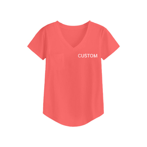 T-shirts décontractés à col en V, style slim, basiques, unis, à manches courtes, personnalisables - Product Image 1