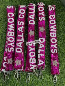 Venta al por mayor de correas de bolso de moda lentejuelas rosas brillantes con cuentas Dallas Cowboys diseño - Product Image 3