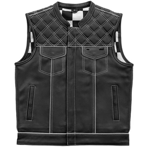 Chaleco de cuero genuino para motociclista, chaleco de cuero de calidad para hombre, chaleco para motocicleta, chalecos de motociclista Vintage para Club - Product Image 2