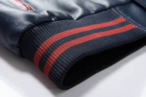 แจ็กเก็ตเบสบอลขนแกะสไตล์เท่ๆสำหรับผู้ชายแจ็กเก็ตบอมเบอร์หนัง PU - Product Image 4