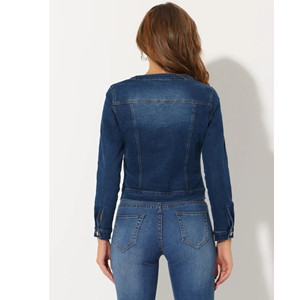 Veste en jean décontractée élégante pour femmes, vêtements d'extérieur confortables à la mode avec design classique, tenue quotidienne durable pour l'hiver - Product Image 5