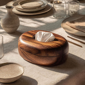 Boîte à mouchoirs multifonctionnelle en bois élégante et faite à la main, surface naturelle unie, design minimaliste poli, écologique et durable - Product Image 3