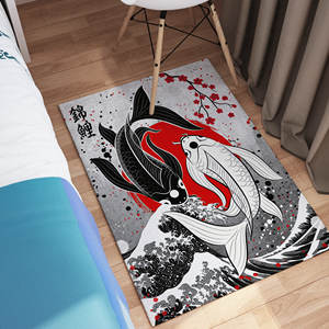 Tapis japonais à thème poisson, tapis cadeau pour les amateurs d'anime, tapis imprimé, design unique, avec poils doux - Product Image 1