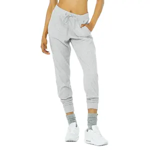 Professionele Groothandel Sweatpant Jogger Damesbroek Zachte Rekbare Grijze Geverfde Joggingbroek Uw Eigen Gevraagde Logo Sweaters