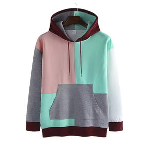 Patchwork de couleurs multicolores dernier design hommes hip hop streetwear pull unisexe décontracté à capuche avec poche kangourou - Product Image 1