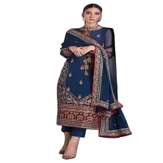 Designer pesante da sposa del partito del cotone di usura e georgette abiti pakistani prato abiti pataila punjabi abiti