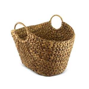 Cesta redonda tradicional de ratán con tapa adecuada para regalos de celebraciones culturales u organización diaria multiusos del hogar - Product Image 1