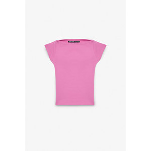 Blusa Ajustada de Canalé para Mujer GRIMELANGE, Manga Corta, Cuello Ballerina, por NOEMI - Product Image 1