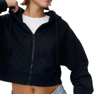 Sweat-shirt à capuche avec logo personnalisé pour femmes, sweat-shirt à capuche uni vierge, sweat-shirt à capuche polaire à fermeture éclair OEM - Product Image 5