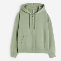 Sweat à capuche unisexe d'hiver avec fermeture éclair intégrale, personnalisé avec appliqué, coupe oversize, taille XS, gaufré, délavé à la pierre, brodé, pour un style épuré