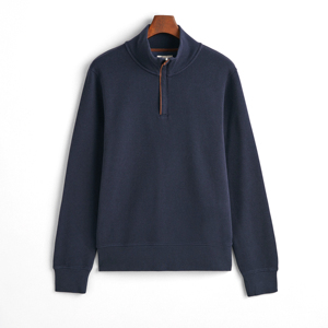 Basics 1/4 Quarter Zip Pull Shirt Design personnalisé Jogging Costumes pour unisexe coton mélangé Sacker Rib Half-Zip Sweatshirt - Product Image 2