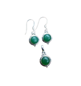 Ensemble de Boucles d'Oreilles en Argent Style Boho pour Femme, Ensemble de Pendentifs, Bijoux en Argent Sterling 925, Onyx Vert, Pierres Précieuses, Tendance, Cadeau Fait Main - Product Image 1