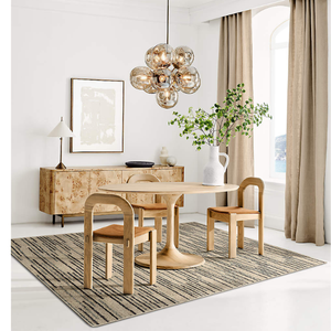 เก้าอี้รับประทานอาหารไม้เนื้อแข็งร่วมสมัยมีดีไซน์โค้งด้านหลังและเบาะหนังสำหรับร้านอาหารคาเฟ่และใช้ในบ้าน - Product Image 5