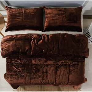 Wholesale Custom All-Season <b>Brown</b> Velvet <b>Duvet</b> <b>Cover</b> Set Quality Bedding for King Queen Twin Sizes 3 PCS Dona <b>Cover</b> Set - Product Image 3