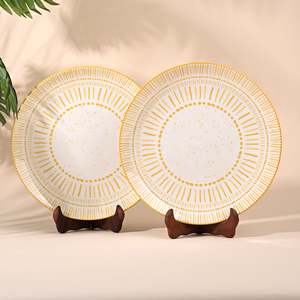 Ensemble de 2 assiettes à dîner modernes en porcelaine Amoret, 10,8 pouces, nouveau design, vaisselle en céramique pour la restauration fine, fond plat pour les hôtels - Product Image 3