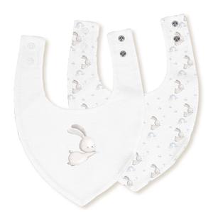 Lot de 2 bavoirs bandana 100% coton, technique tissée, motif Conejito Estrella, bleu, 20x30 - Product Image 1